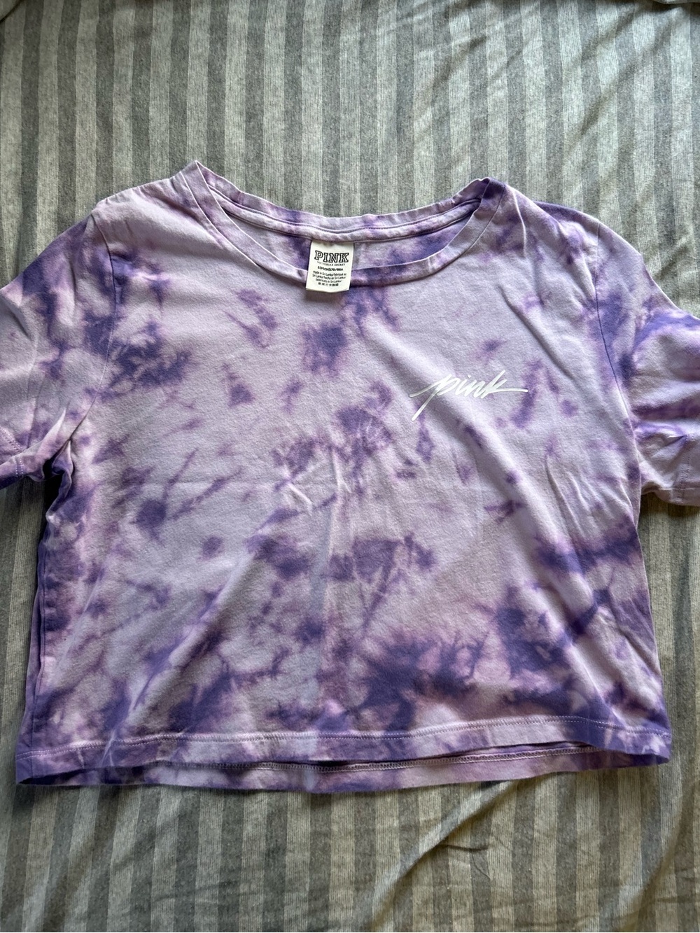PINK Victoria's Secret Lavender Purple Tie-Dye Crop Tee